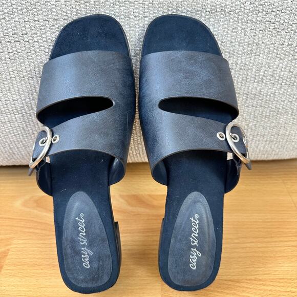 Easy Street Women's Viviana Heeled Sandals Navy Slip On Padded Insole Size 11 - Picture 5 of 10